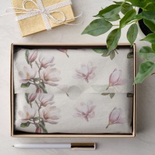 Elegant Southern Magnolia Flowers Pattern Tissue Paper