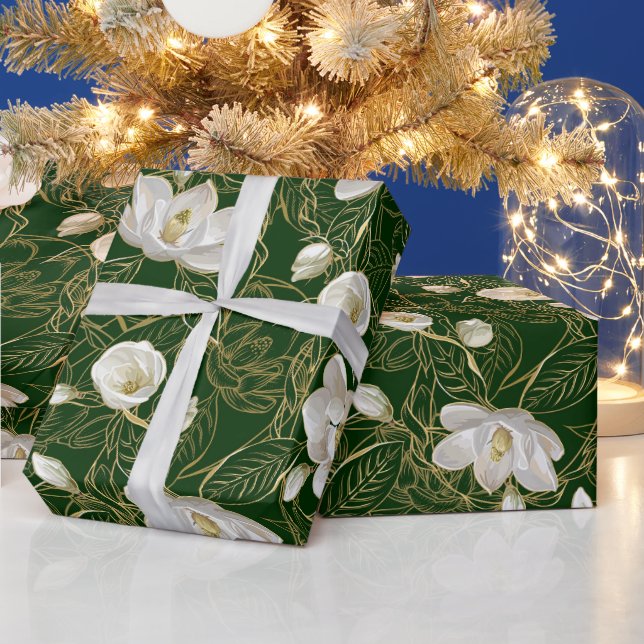 Elegant Southern Magnolias Art Nouveau Pattern Wrapping Paper (Holidays)