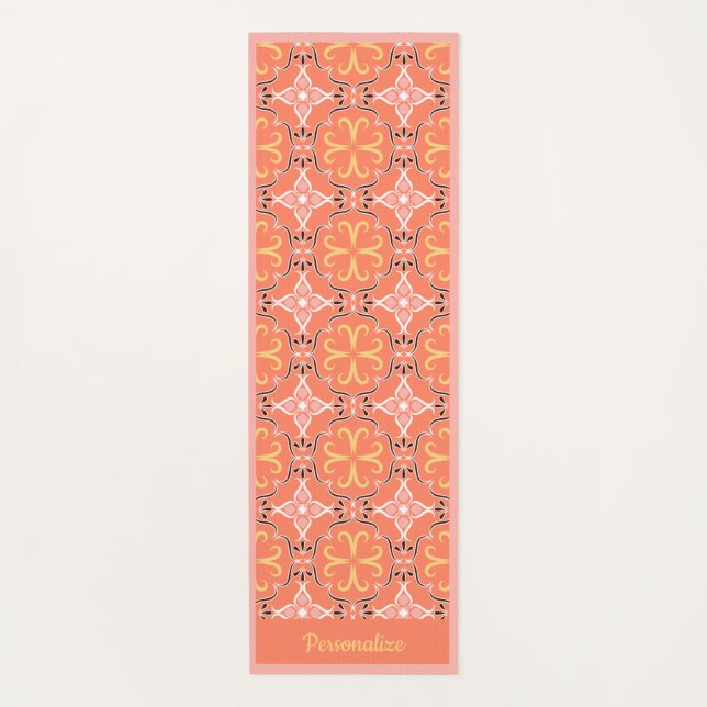Elegant Southwest Pink Peach Design Yoga Namaste Yoga Mat (Front)