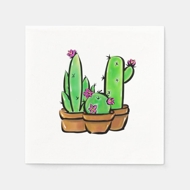 Elegant southwestern Cactus cacti succulents  Napkin (Front)
