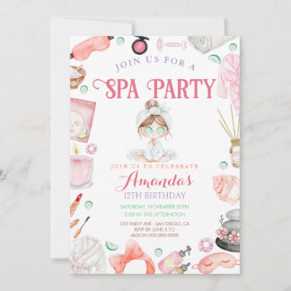Elegant Spa day Girls Birthday Invitation