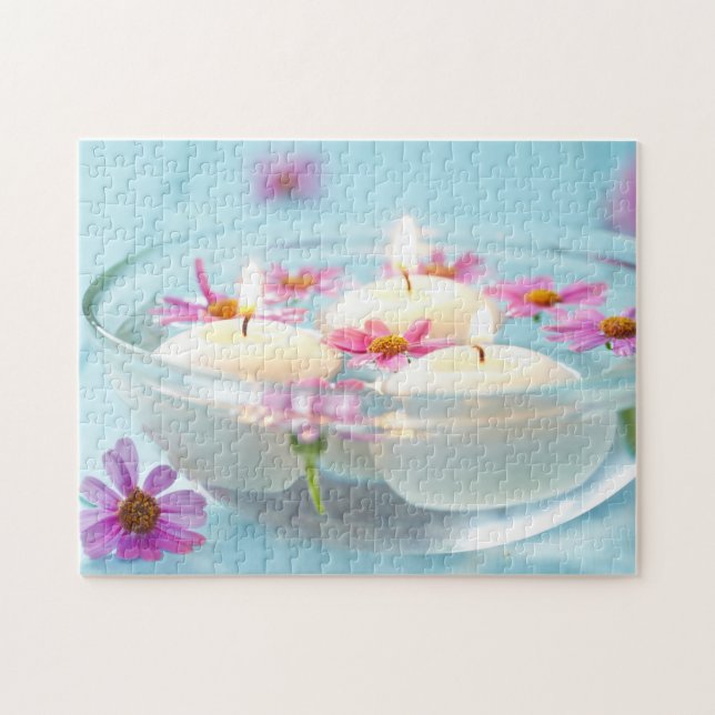 Elegant Spa Floating Candles and Flowers Jigsaw Puzzle (Horizontal)