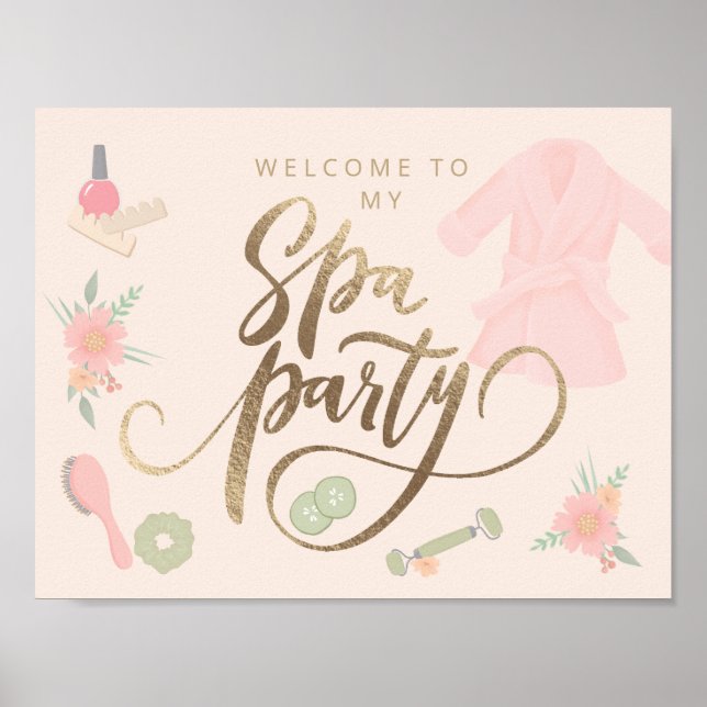 Elegant Spa Party custom welcome sign (Front)