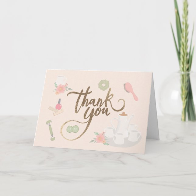 Elegant Spa Tea Party Par-Tea Thank You script Card (Front)