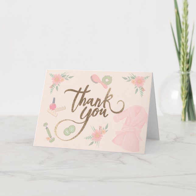Elegant Spa-themed Thank You script design Card (Front)