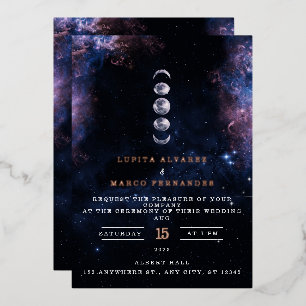 Elegant Space Theme Astronomy Moon Wedding Invitat