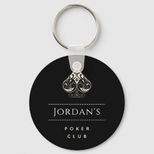 Elegant Spade Symbol Mens Poker Club Casino & Name Key Ring