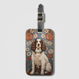 Elegant Spaniel On Vintage Floral Background Luggage Tag