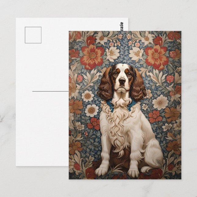 Elegant Spaniel On Vintage Floral Background Postcard (Front/Back)