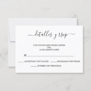 Elegant Spanish Boda QR code Detalles Y RSVP  Card