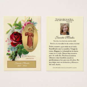 Elegant Spanish Jesus Roses Religious Prayer Card