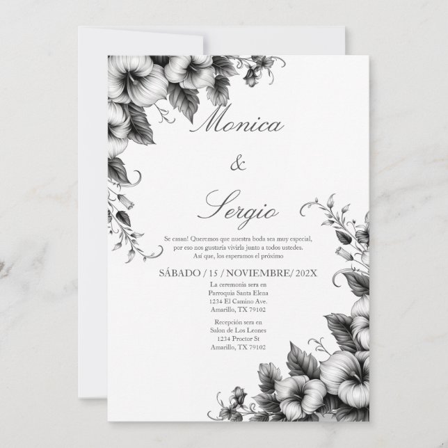 Elegant Spanish minimalist Wedding  Invitation (Front)