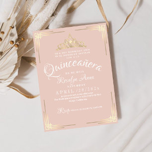 Elegant Spanish Quinceañera Mis Quince Pink Rose Invitation