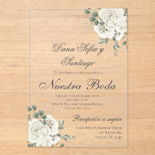 Elegant Spanish Wedding Acrylic Invitation