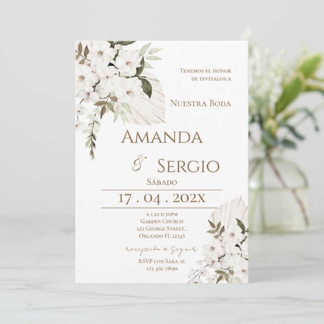 Elegant Spanish Wedding Invitation (Standing Front)