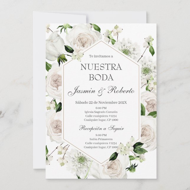 Elegant Spanish Wedding Invitation (Front)
