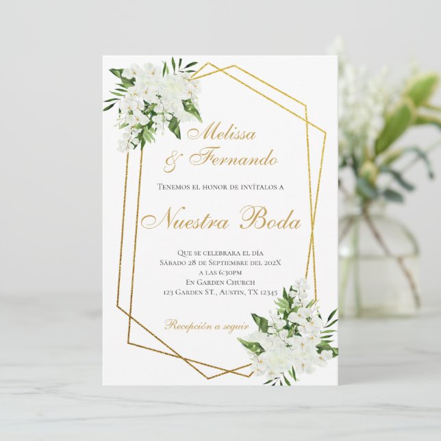 Elegant Spanish Wedding Invitation (Standing Front)