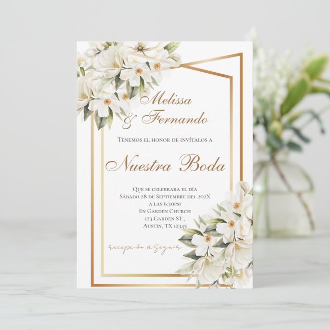 Elegant Spanish Wedding Invitation (Standing Front)