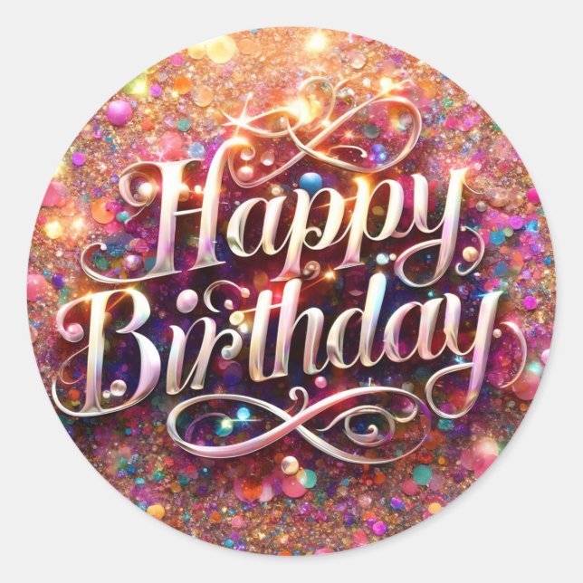 Elegant sparkle birthday sticker (Front)