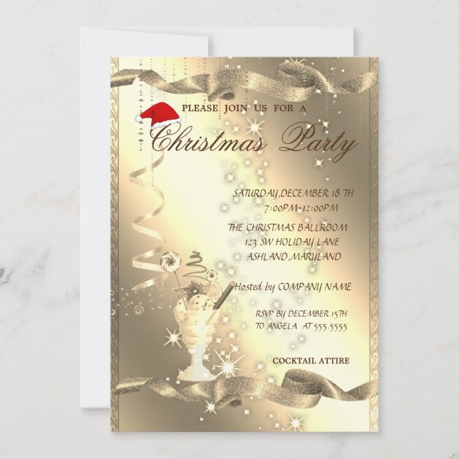 Elegant ,Sparkle,Corporate Christmas Party, Invitation (Front)