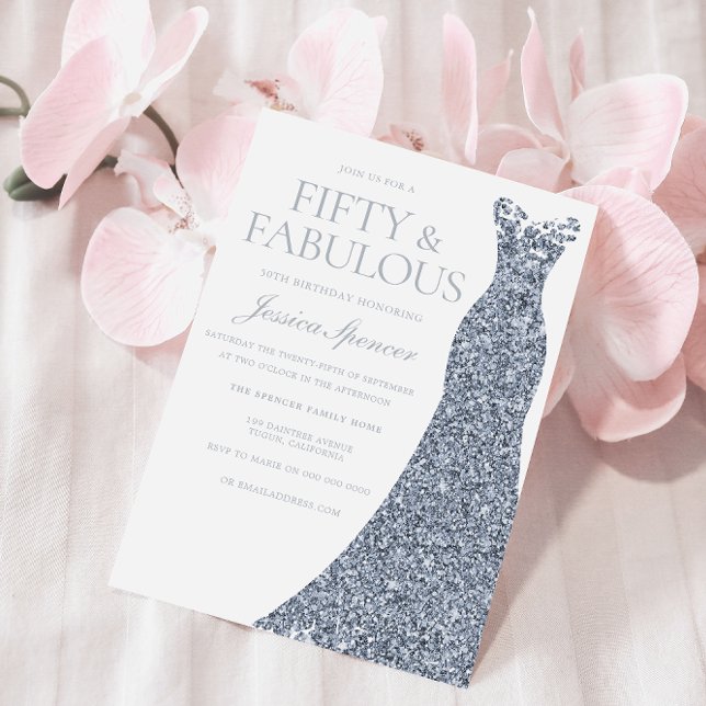 Elegant Sparkle Dress Womans 50th Birthday Party Invitation (Creator Uploaded)