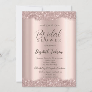 Elegant Sparkle Frame Rose Gold Bridal Shower  Invitation