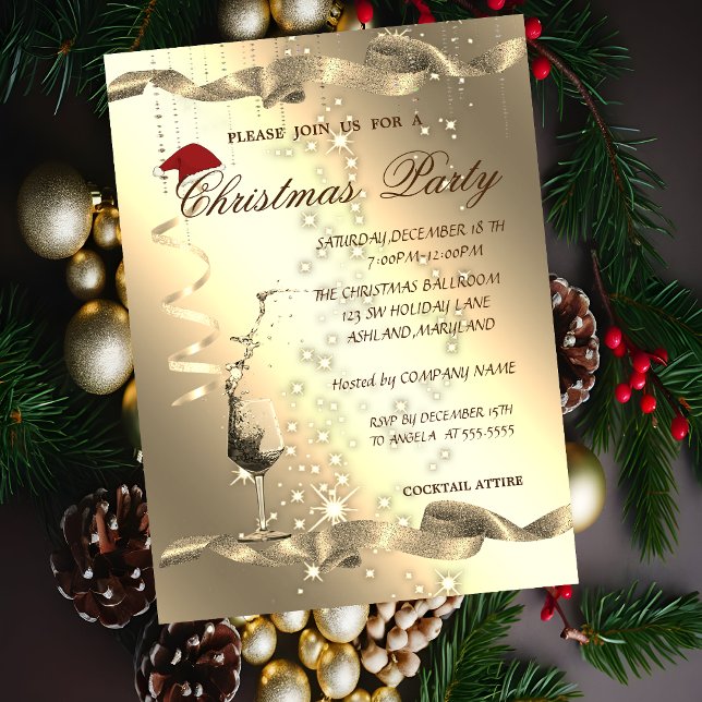 Elegant ,Sparkle,Glass,Corporate Christmas Party, Invitation (Creator Uploaded)