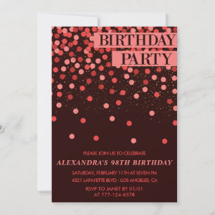 Elegant Sparkle Glitter Confetti 98th birthday Invitation
