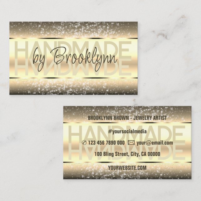 Elegant Sparkle Glitter Luxurious Glam Dark Gold Business Card (Front/Back)