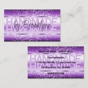 Elegant Sparkle Glitter Luxurious Glam Dark Purple Business Card