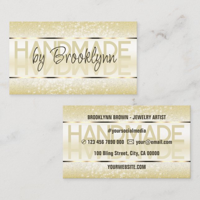 Elegant Sparkle Glitter Luxurious Glam Light Gold Business Card (Front/Back)