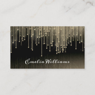 Elegant Sparkle Gold Crystal Rhinestone Black Business Card