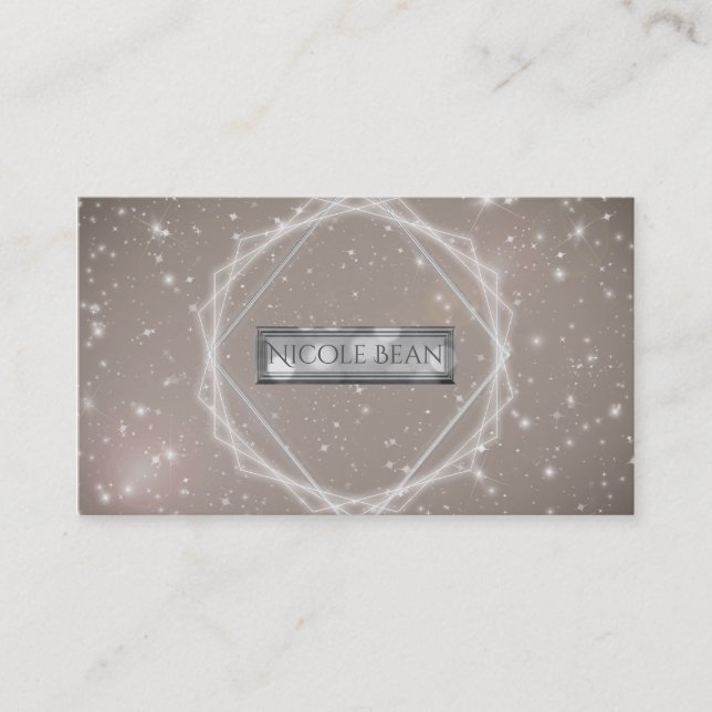 Elegant Sparkle Modern Geometric Glam Chic Business Card (Front)