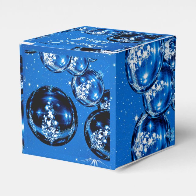 Elegant Sparkle Ornaments Cobalt Blue Holiday Favour Box (Front Side)