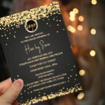Elegant Sparkles black gold flyer<br><div class="desc">Elegant Sparkles black gold flye. A black background is decorated with faux gold glitter dust. Personalise and add your business logo,  name,  your text.</div>