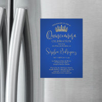 Elegant Sparkles Quinceañera Crown Royal Blue Gold