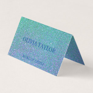 Elegant sparkling baby blue glitter business card
