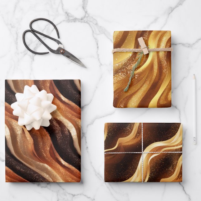 Elegant sparkling fantasy sand dune textures wrapping paper sheet (Front)