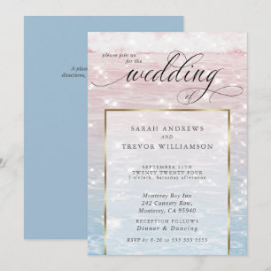 Elegant Sparkling Ocean Beach Wedding Invitation
