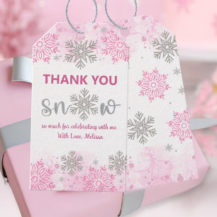 Elegant Sparkling Pink Sparkle Thank You Snow Much Gift Tags