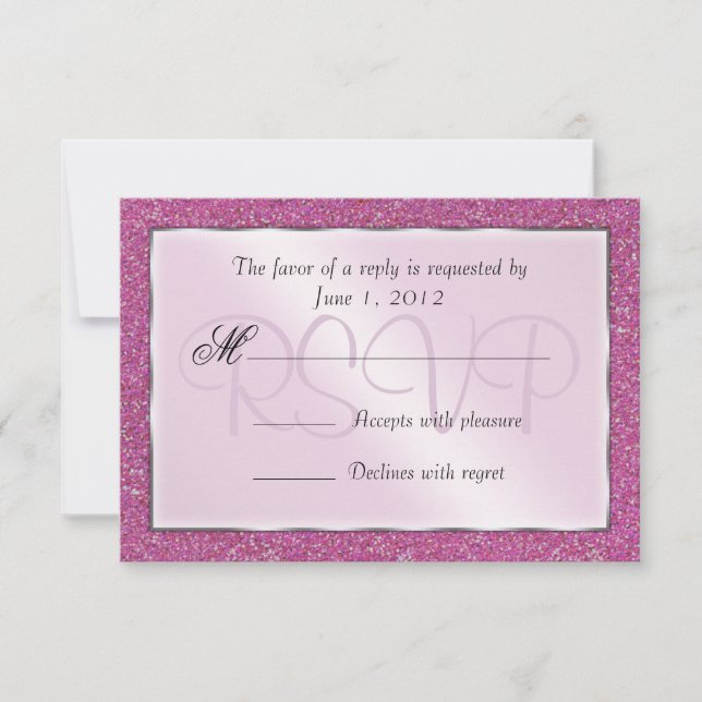 Elegant Sparkling Pink Sweet 16 Glitter RSVP (Front)