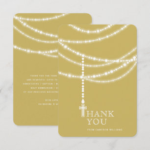Elegant Sparkling Rosary Beads And Cross Religious Invitation