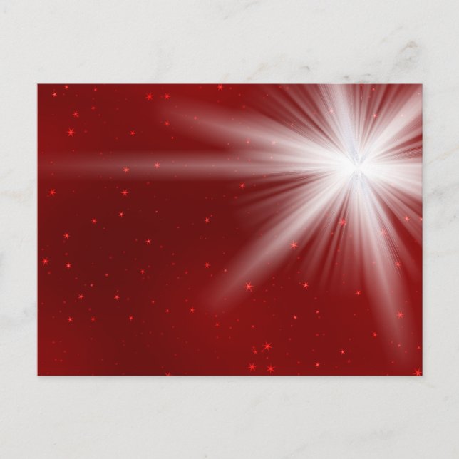 Elegant Sparkling Star in Christmas Red Sky Holiday Postcard (Front)