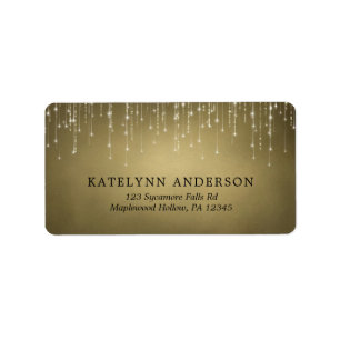 Elegant Sparkling String Lights Gold Wedding Label