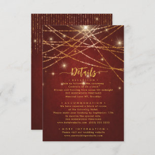 Elegant Sparkling String Lights Wedding Details Enclosure Card