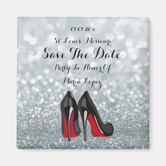Elegant Sparkly Birthday  Save The Date Magnet