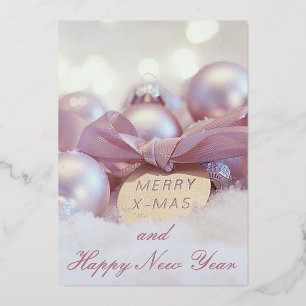 Elegant Sparkly Christmas Ball Foil Holiday Card