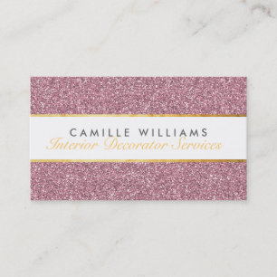 ELEGANT sparkly glamourous gold foil glitter pink Business Card