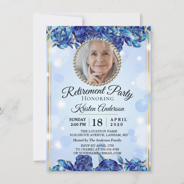 Elegant Sparkly Gold Retirement Party Invitation (Front)
