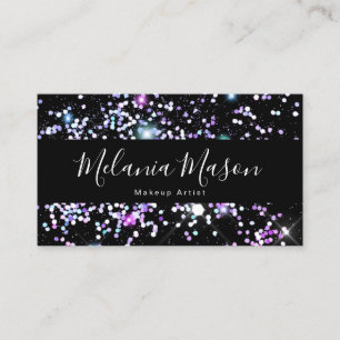 Elegant Sparkly Holographic Glitter Beauty Black Business Card